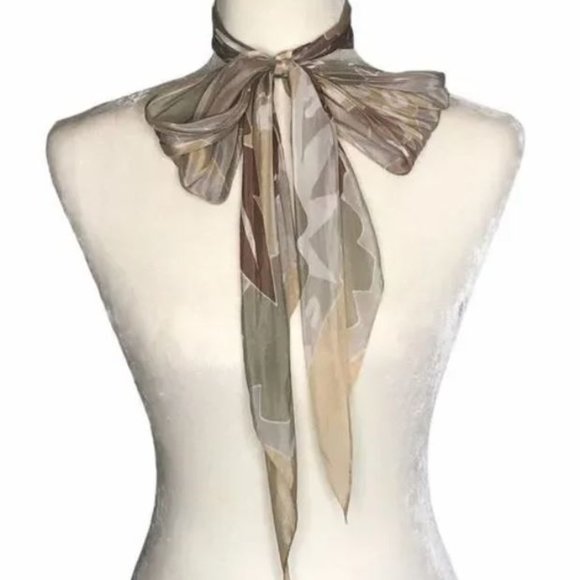 Liz Claiborne Leaf Scarf Long Rectangle Neutral - Picture 5 of 6